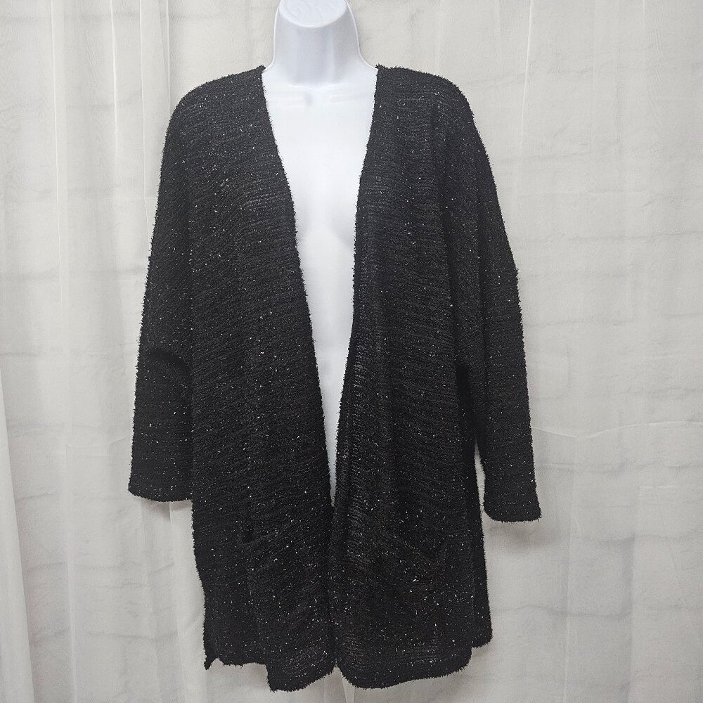 Maurices Cardigan Sweater Black Glitter Open Grunge Glam 3 (3XL)